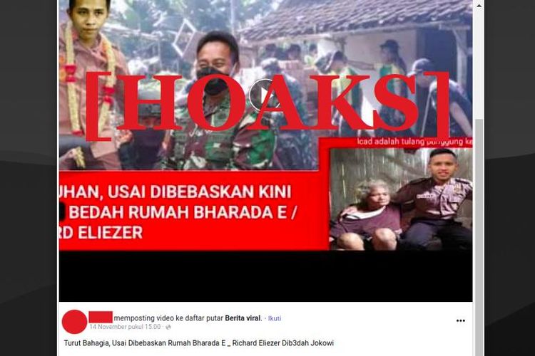 Hoaks Bahrada E telah dibebaskan dan rumahnya dibedah Presiden Jokowi