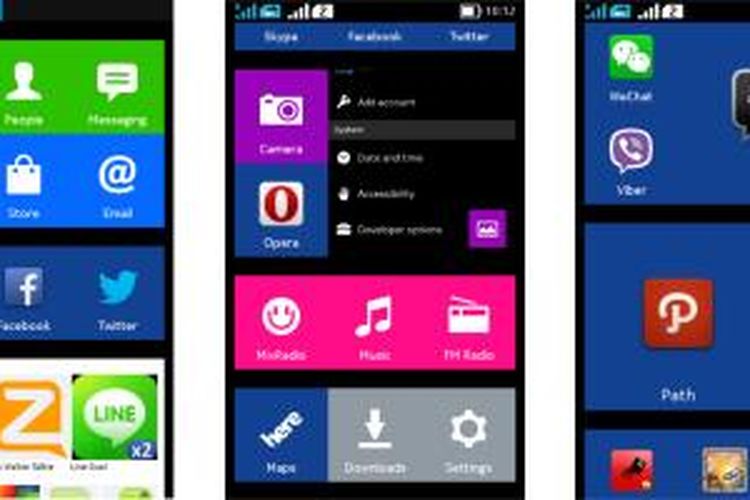 Tampilan antarmuka Nokia X