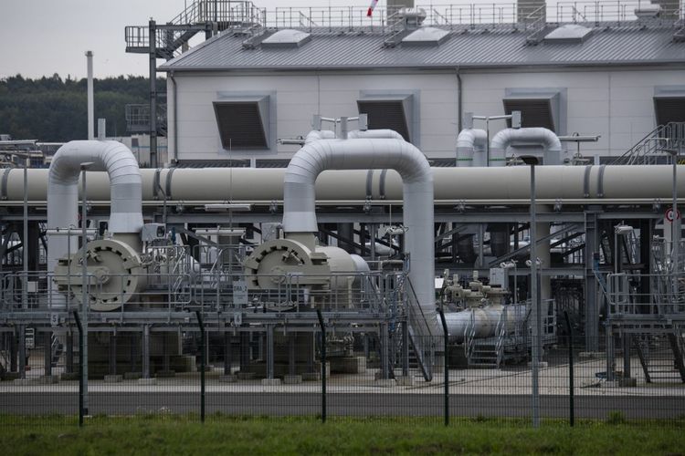 Pemandangan stasiun Gascade Gas Receiving yang bersebelahan dengan stasiun penerima Nord Stream 2 Pipeline Inspection Gauge (PIG) di Lubmin, Jerman, diambil pada 21 September 2021.