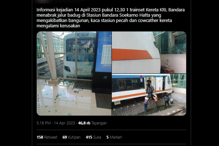 Twit kecelakaan kereta bandara di Stasiun Bandara Soekarno Hatta