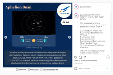 Apa Dampak Fenomena Aphelion 6 Juli 2021? Ini Penjelasan Lapan