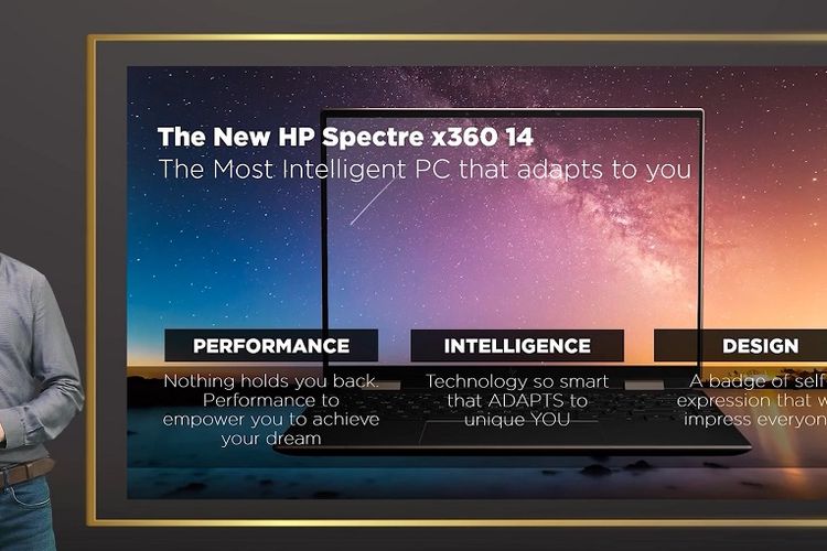 Ricky Handrian, Head of Personal Systems, HP Indonesia saat mempresentasikan produk HP Spectre x360 14 secara virtual, kamis (8/4/2021).