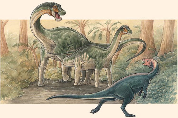 Iustrasi dinosaur Laksasa Yenen Fusai.