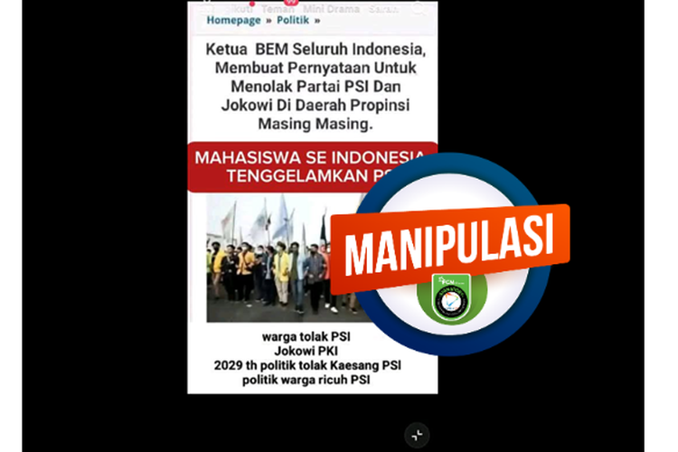 INFOGRAFIK: Hoaks BEM SI Ajak Masyarakat Tenggelamkan PSI, Cek Faktanya
