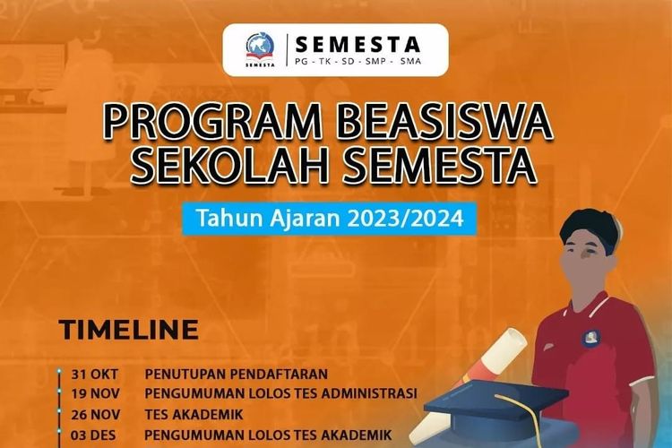 Informasi Program Beasiswa Sekolah Semesta Semarang TA 2023/2024.