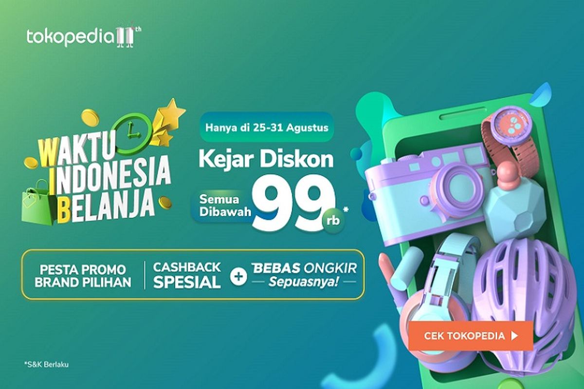 Waktu Indonesia Belanja (WIB) Kejar Diskon Tokopedia (Dok. Tokopedia).