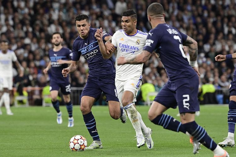 Laga Real Madrid vs Man City pada leg kedua semifinal Liga Champions 2021-2022 di Stadion Santiago Bernabeu, Spanyol, Kamis (5/5/2022) dini hari WIB.