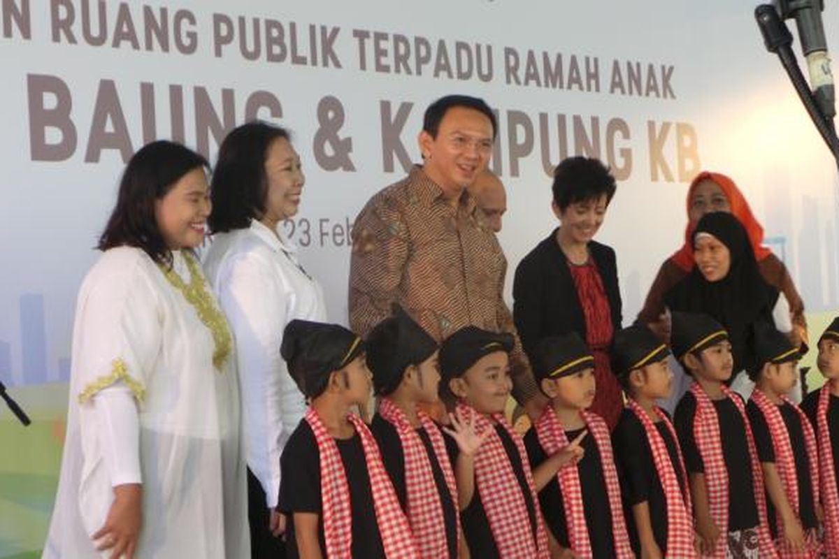 Gubernur DKI Jakarta Basuki Tjahaja Purnama saat meresmikan RPTRA Baung, Kebagusan, Jakarta Selatan, Kamis (23/2/2017).