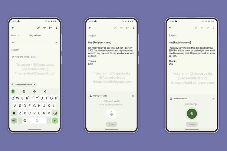 Bocoran fitur Draft email with voice di Gmail