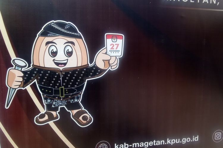 Logo lama Pilkada Magetan Si Bolih yang mengenakan beskap. 