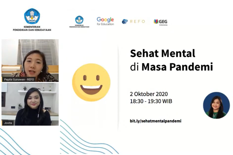 Jovita Maria Ferliana selaku psikolog anak, remaja, dan keluarga dalam web seminar bertajuk Sehat Mental di Masa Pandemi pada Jumat (2/10/2020) di akun YouTube REFO Indonesia. 