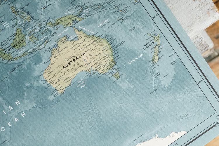 Ilustrasi peta kawasan Oceania.