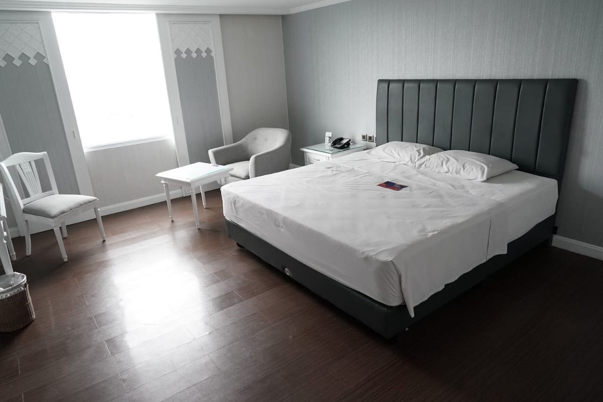 Kamar hotel Grand Cempaka Business yang digunakan untuk tempat tinggal sementara tenaga medis Covid-19. 