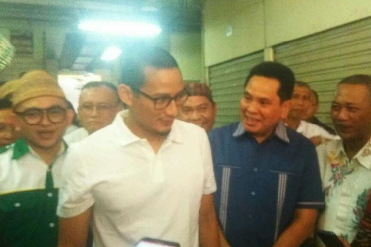 Wakil gubernur terpilih DKI Jakarta Sandiaga Uno ditemui di Pasar Cipete Selatan, Jakarta Selatan, Selasa (20/6/2017).