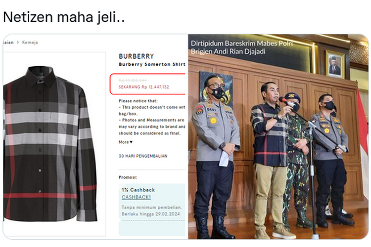 Kemeja Burberry Brigjen Andi Rian Seharga Rp 7,2 Juta Jadi Sorotan Halaman  all 