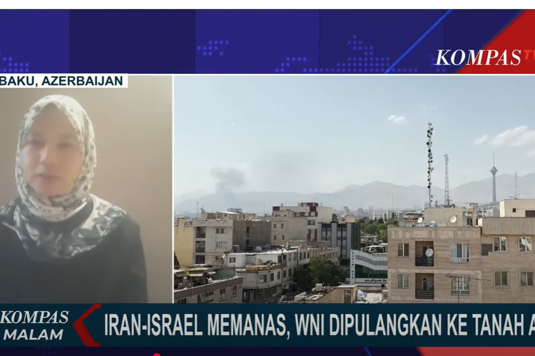 Sayyida, mahasiswi Ahlul Bayt International University, dievakuasi dari Iran ke Azerbaijan dalam tayangan Kompas TV di Youtube, Minggu (22/6/2025).
