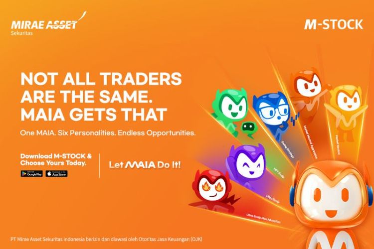 Enam karakter MAIA di aplikasi M-STOCK dirancang untuk membantu investor memahami profil dan strategi investasi mereka. 