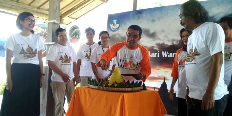 Perayaan Hari Warisan Dunia di Galeri Komunitas Borobudur, oleh anak-anak muda komunitas, UNESCO, dan Balai Konservasi Borobudur, Rabu (18/4/2018).