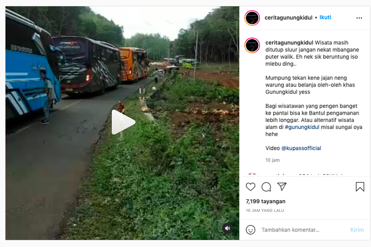 Video viral deretan bus diminta putar balik saat menuju pantai di Gunungkidul. Hal itu lantaran pantai masih ditutup