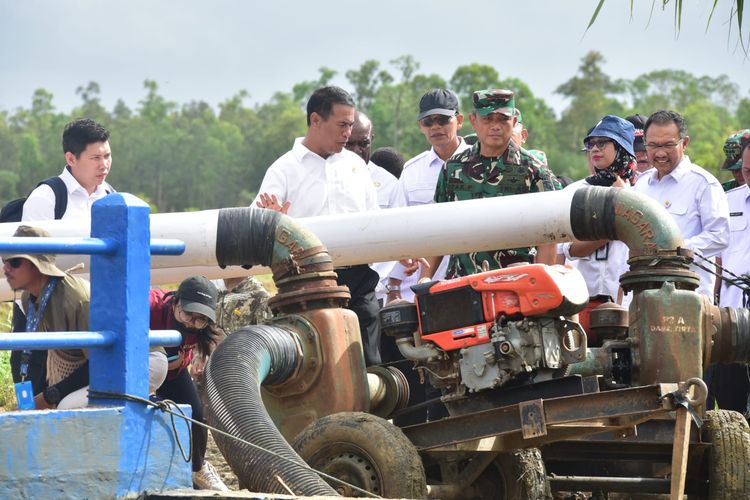 Menteri Pertanian Andi Amran Sulaiman meninjau program pompanisasi di Desa Amunkay, Distrik Tanah Miring, Kabupaten Merauke, Provinsi Papua Selatan.