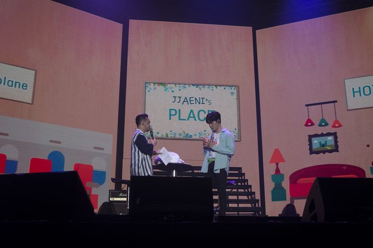 Penyanyi Kpop Kim Jae Hwan tampil acara fan meeting MIN:D yang digelar di Istora Senayan, Jakarta, Sabtu (29/6/2019).