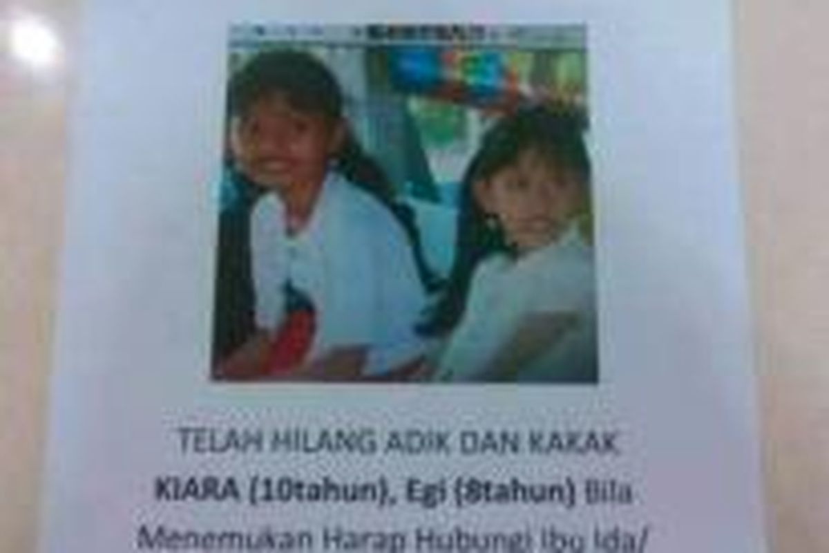 Poster pencarian Kiara dan Egy