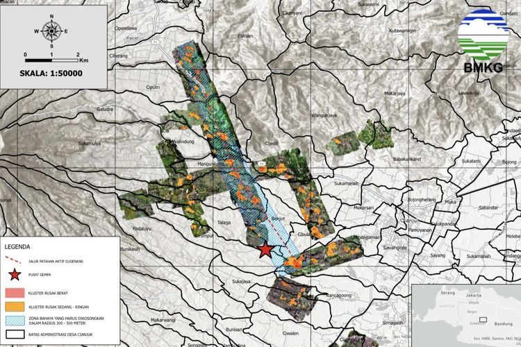 Peta zona bahaya Sesar Cugenang