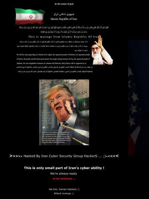 Konten yang ditampilkan para peretas Iran di laman resmi Amerika Serikat yang dibobol.