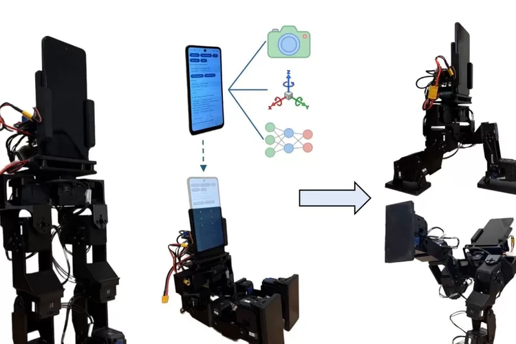 Mekanisme robot humanoid yang memanfaatkan aneka komponen dari smartphone lawas