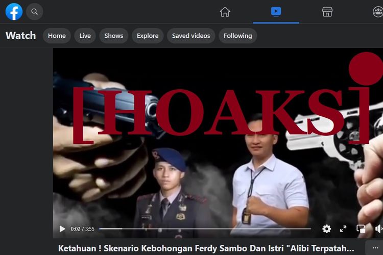 Salah satu konten hoaks terkait kasus penembakan Brigadir J