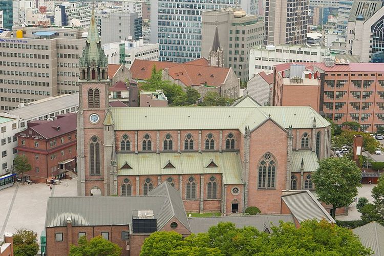 Gereja Katedral Myeongdong di Seoul, Korea Selatan, yang dibangun pada abad ke-19.