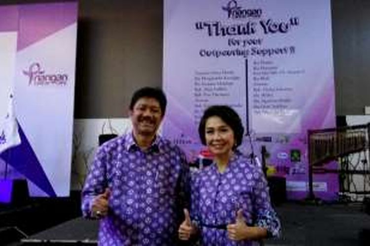 Dr Monty P Soemitro dan Dianawati Darmawan dalam peluncuran Priangan Cancer Care (PrCC)  di Bandung. Yayasan ini sengaja dibentuk untuk membantu masyarakat mencegah dan melawan kanker