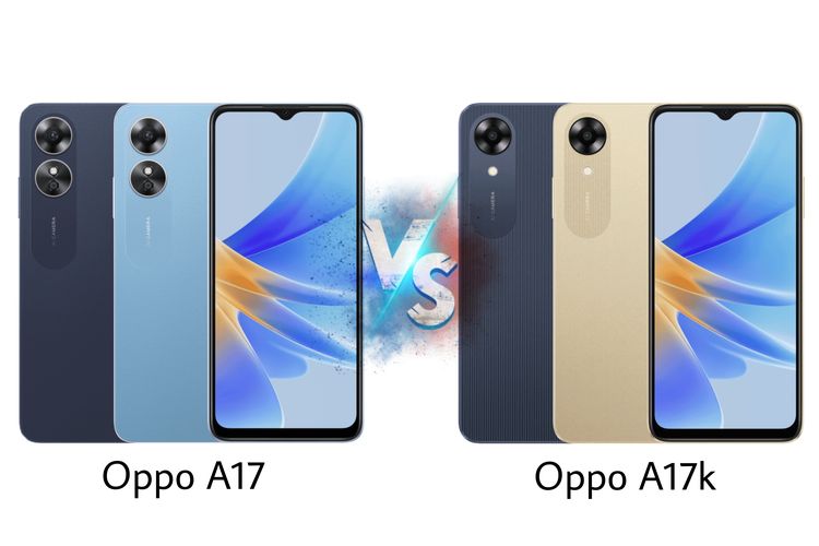 Ilustrasi perbandingan spesifikasi Oppo A17 vs Oppo A17k di Indonesia.