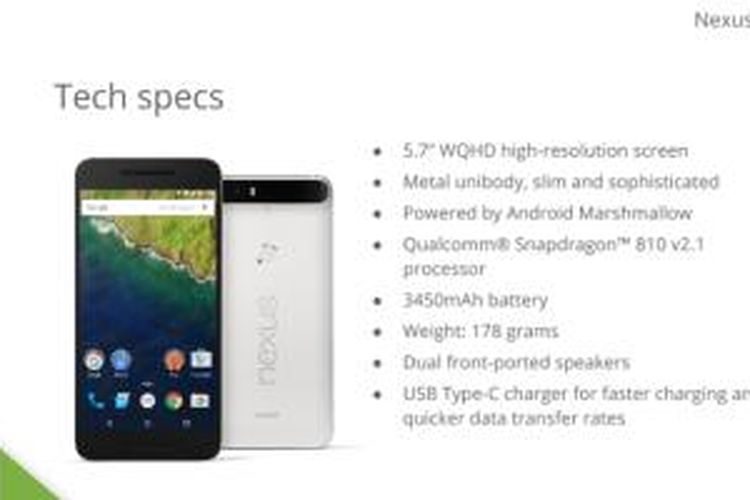 Bocoran slides spesifikasi Huawei Nexus 6P