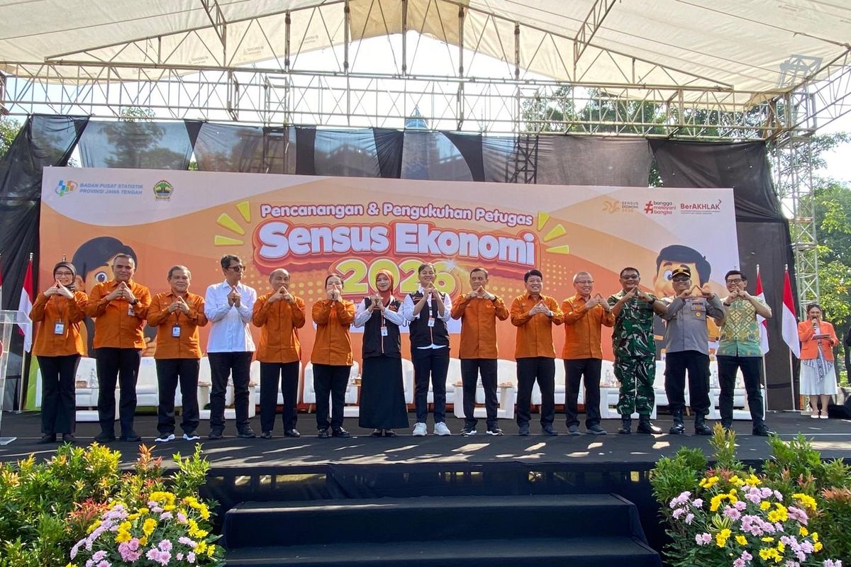 Pencanangan Sensus Ekonomi 2026 di Lapangan Pancasila Simpang Lima, Kota Semarang, Jawa Tengah, Kamis (18/6/2026).