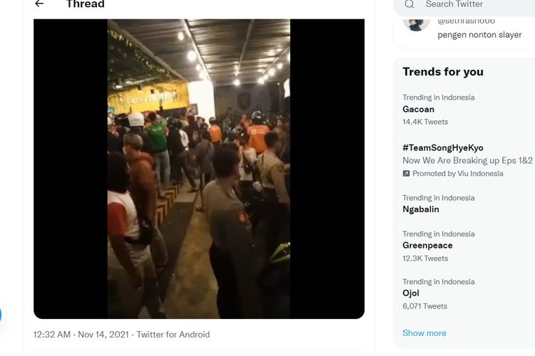 Tangkapan layar video viral keributan di Mie Gacoan, Kota Baru Yogyakarta.