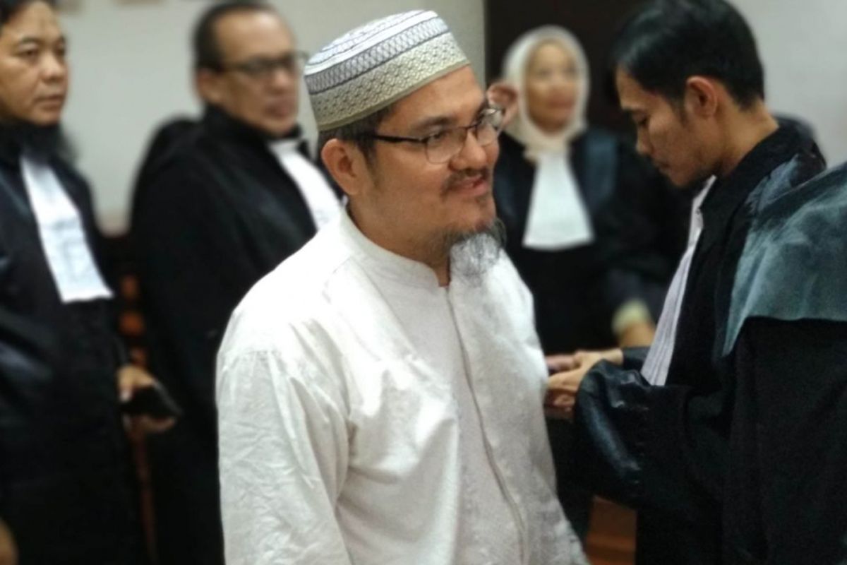 Tim kuasa hukum Jonru Ginting menyampaikan nota pembelaan di Pengadilan Negeri Jakarta Timur, Senin (15/1/2018)