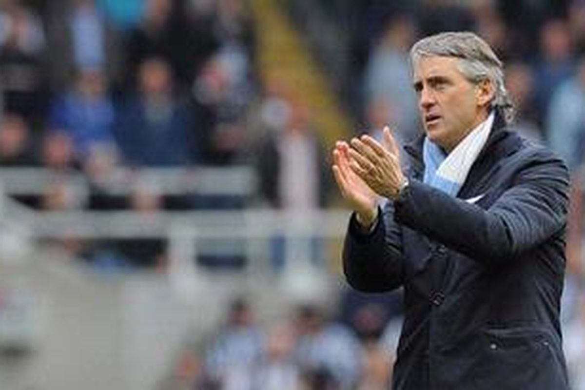 Pelatih Manchester City, Roberto Mancini.