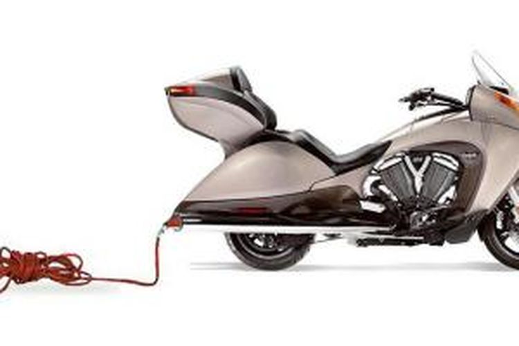 Ilustrasi sepeda motor listrik dari Victory.