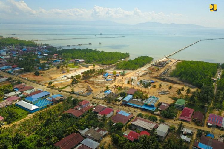Pos Lintas Batas Negara (PLBN) Terpadu Sei Pancang, Kalimantan Utara yang semetara dibangun oleh PUPR