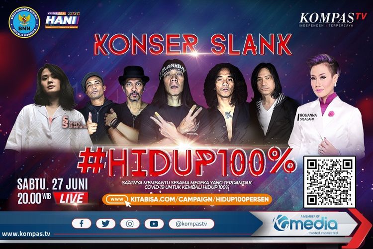 BNN bersama KompasTV bakal gelar konser amal virtual sambut Hari Anti Narkotika Internasional bertajuk #HIDUP100%