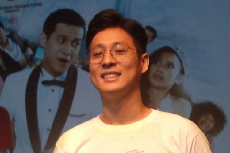 Junior Liem saat jumpa pers peluncuran poster dan trailer film Takut Kawin di Plaza Senayan, Jakarta Pusat, Kamis (18/1/2018).