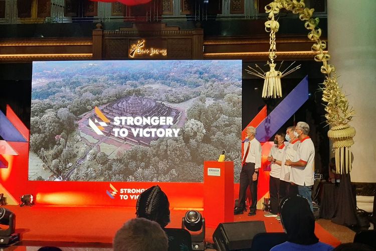 Konferensi pers Borobudur Maraton Menyapa di kantor Bank Jateng, Minggu (22/5/2022)