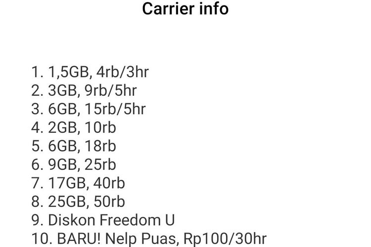 Daftar Kode USSD Indosat