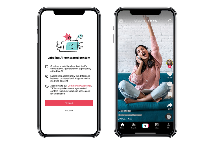 TikTok memperkenalkan label AI-generated untuk konten yang dibuat atau dimodifikasi dengan AI. 