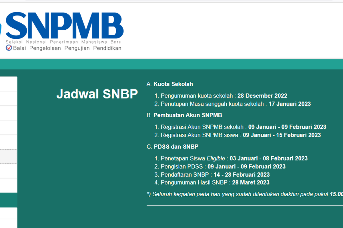 Jadwal SNBP