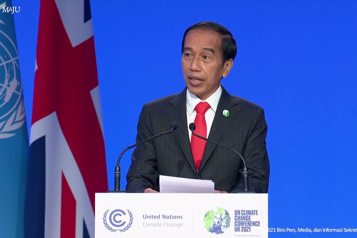 Presiden Joko Widodo (Jokowi) berpidato dalam KTT Perubahan Iklim COP26.