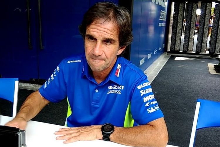 Manajer tim Suzuki Ecstar Davide Brivio saat memberikan keterangan kepada jurnalis Indonesia di Sepang, Malaysia, Jumat(27/10/2017). 