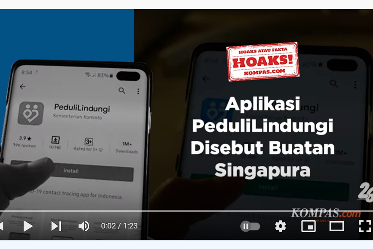 Video cek fakta: hoaks, aplikasi PeduliLindungi disebut buatan Singapura.
