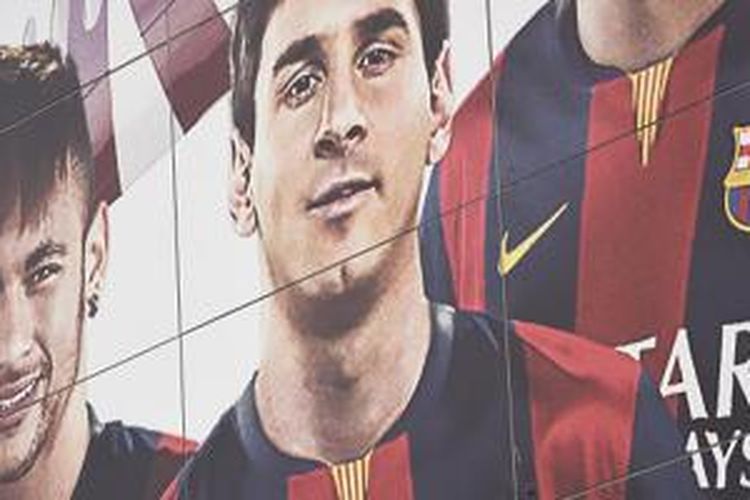 Mural Neymar dan Lionel Messi di Stadion Camp Nou. 